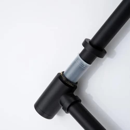 SEABEFORE Brass Round Bottle P-Trap 1 1/4, Adjustable Basin Sink Waste Drain Trap Kit, Matte Black P Trap | Height Adjustable, Solid Brass, Easy Install thumbnail 4
