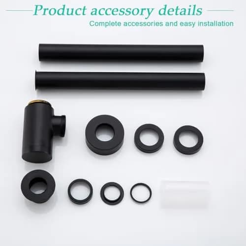 SEABEFORE Brass Round Bottle P-Trap 1 1/4, Adjustable Basin Sink Waste Drain Trap Kit, Matte Black P Trap | Height Adjustable, Solid Brass, Easy Install thumbnail 3