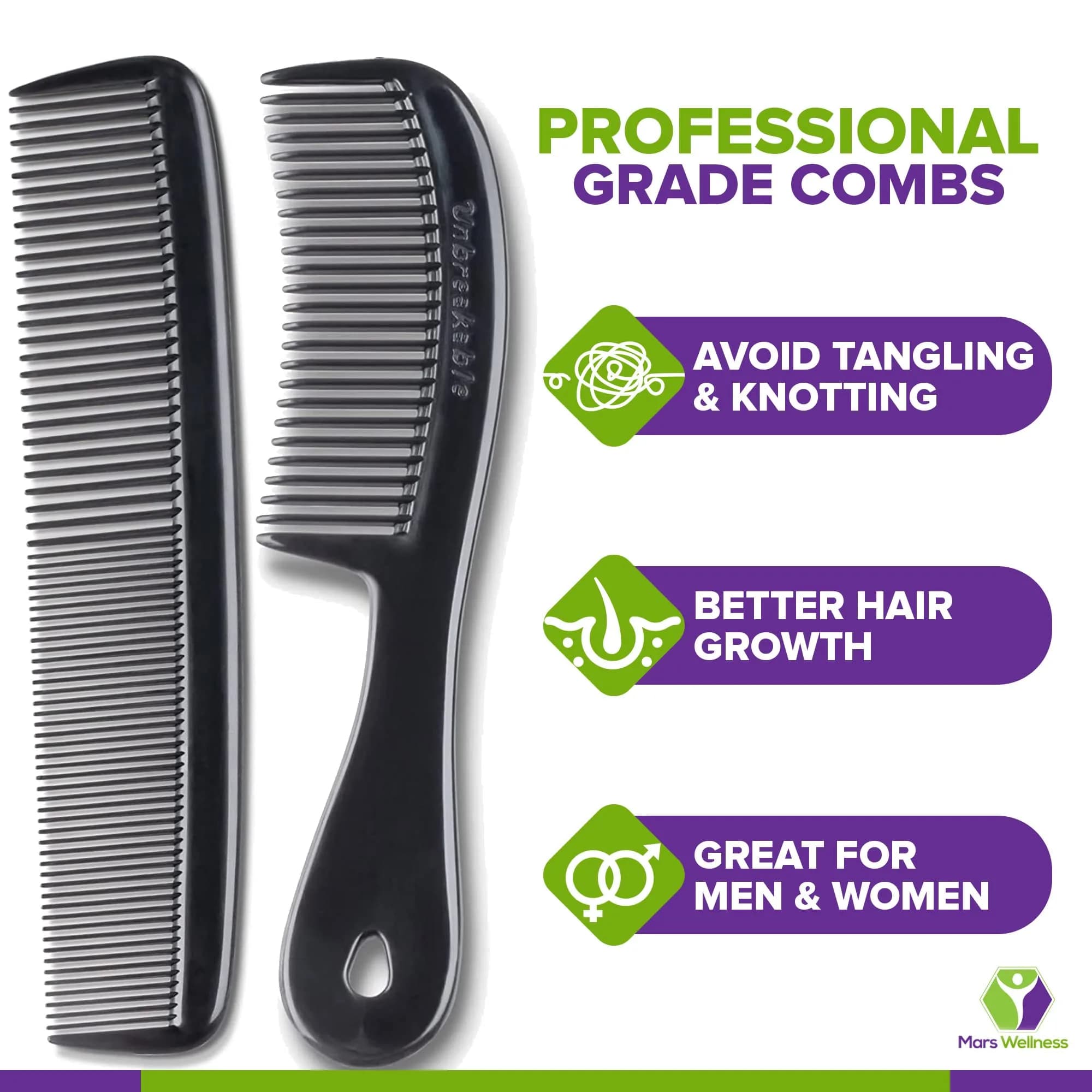 MARS WELLNESS 4 Piece Professional Comb Set Black | 80 Count (Pack of 20) - view 3