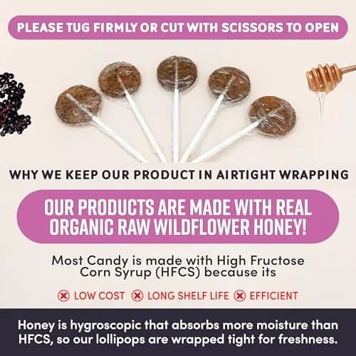 MommaBear Elderberry Honey Cough Lollipops for Kids (10 Pack) | Natural Elderberry & Honey Relief for Children (70-120 chars) thumbnail 2