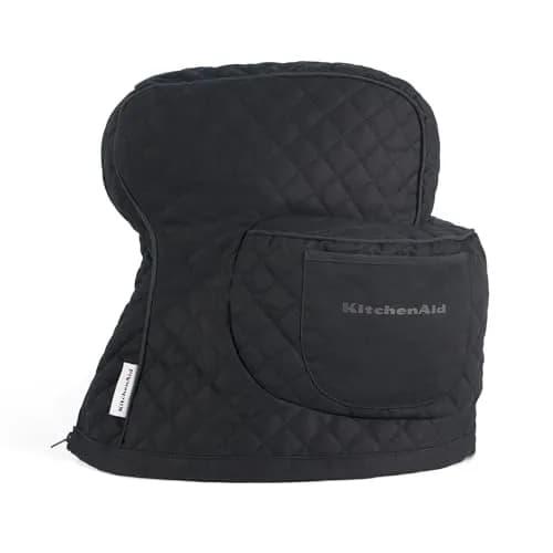 KitchenAid Fitted Tilt-Head Stand Mixer Cover with Storage Pocket, Quilted 100% Cotton, Matte Black, 36.6cm x 45.7cm x 25.4cm (14.4"x18"x10") | Protects Mixer from Dust & Scratches thumbnail 1