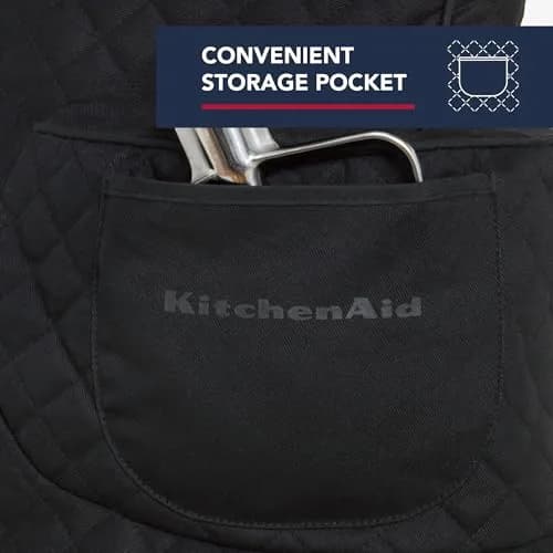 KitchenAid Fitted Tilt-Head Stand Mixer Cover with Storage Pocket, Quilted 100% Cotton, Matte Black, 36.6cm x 45.7cm x 25.4cm (14.4"x18"x10") | Protects Mixer from Dust & Scratches thumbnail 4