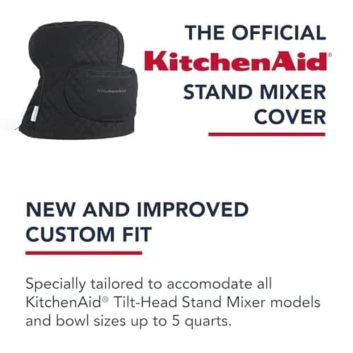 KitchenAid Fitted Tilt-Head Stand Mixer Cover with Storage Pocket, Quilted 100% Cotton, Matte Black, 36.6cm x 45.7cm x 25.4cm (14.4"x18"x10") | Protects Mixer from Dust & Scratches thumbnail 7