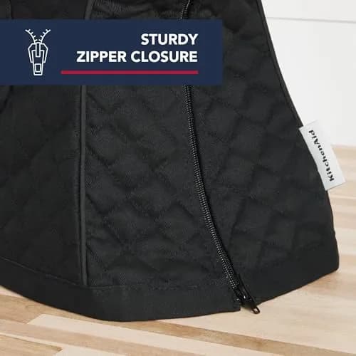 KitchenAid Fitted Tilt-Head Stand Mixer Cover with Storage Pocket, Quilted 100% Cotton, Matte Black, 36.6cm x 45.7cm x 25.4cm (14.4"x18"x10") | Protects Mixer from Dust & Scratches thumbnail 3