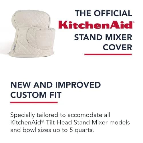 KitchenAid Fitted Tilt-Head Stand Mixer Cover with Storage Pocket, Quilted 100% Cotton, 36.6cm x 45.7cm (14.4"x18"), Milkshake Tan thumbnail 7