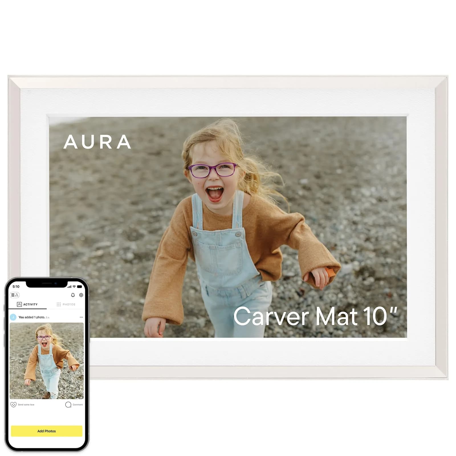 Aura Carver Digital Picture Frame 10.1" | HD Display, Wireless Sharing, Smart Features