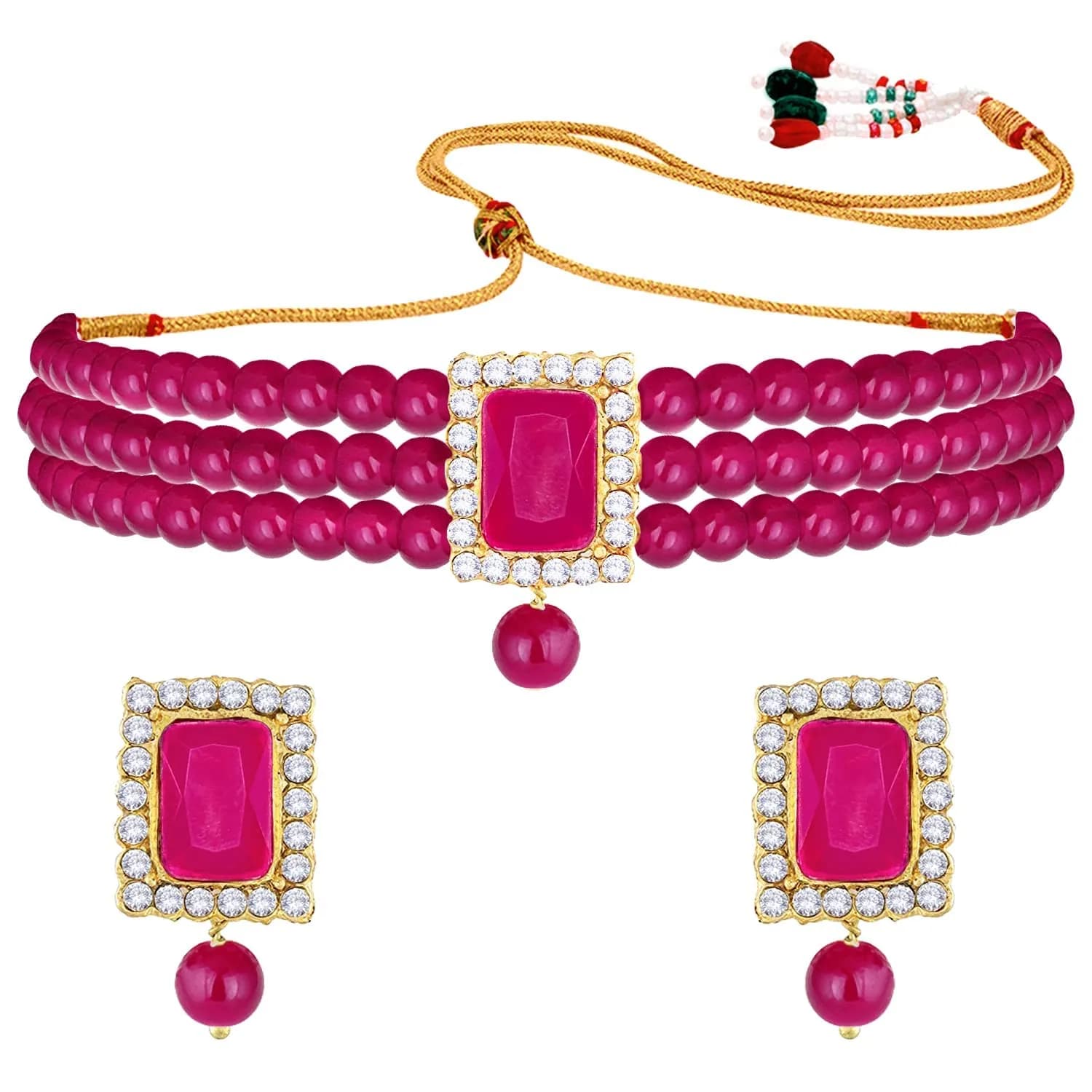 I Jewels Wedding Bollywood Pearl Pearl Choker Necklace & Earring Set for Women (Style 20) | Traditional & Modern Elegance — Style 4
