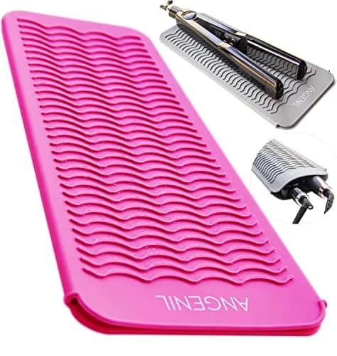 ANGENIL Heat Resistant Silicone Mat Pouch for Hair Straightener & Curling Iron | Rose Red (14cm x 28.6cm) — Rose Red