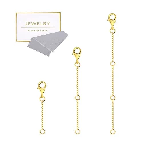 ASH'S CHOICE Gold Necklace Extenders 1.27 cm (0.5 Inch) | 3-Piece Set with Lobster Clasp thumbnail 1