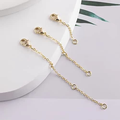 ASH'S CHOICE Gold Necklace Extenders 1.27 cm (0.5 Inch) | 3-Piece Set with Lobster Clasp thumbnail 5