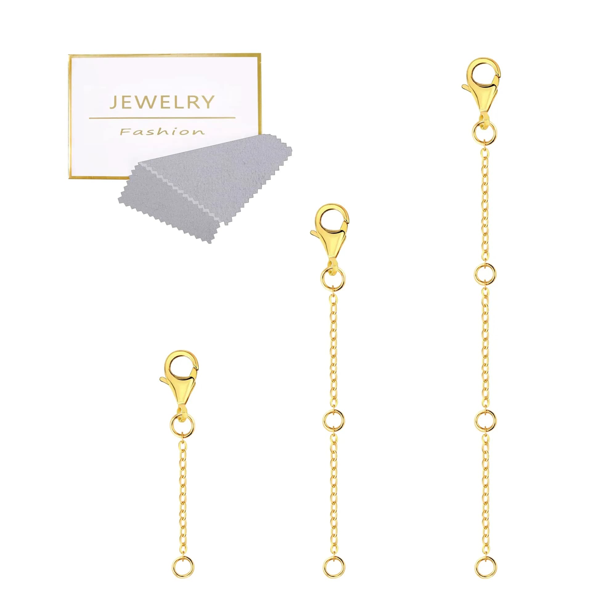 ASH'S CHOICE Gold Necklace Extenders 1.27 cm (0.5 Inch) | 3-Piece Set with Lobster Clasp