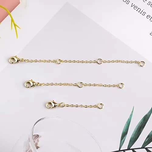 ASH'S CHOICE Gold Necklace Extenders 1.27 cm (0.5 Inch) | 3-Piece Set with Lobster Clasp thumbnail 4