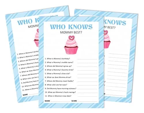 Inkdotpot Who Knows Mommy Best Baby Shower Game Cards 5x7 Inches (Pack of 50) | Fun Party Game for Guests thumbnail 1
