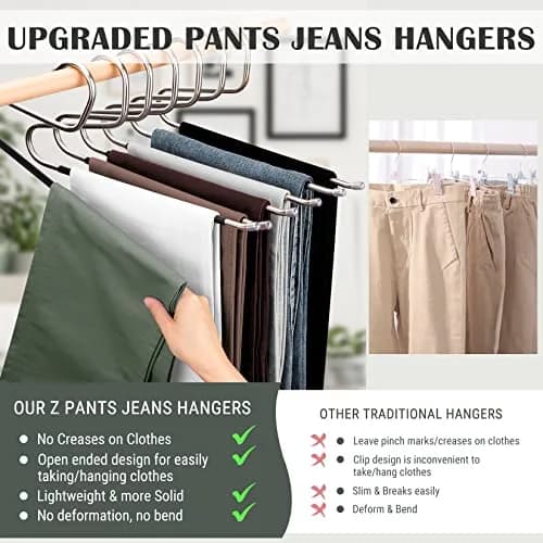DOIOWN Open Ended Pants Jeans Hangers - Stainless Steel Space Saving Heavy Duty (14.56in x 7.48in) thumbnail 4