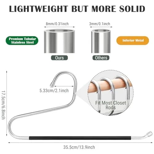 DOIOWN Open Ended Pants Jeans Hangers - Stainless Steel Space Saving Heavy Duty (14.56in x 7.48in) thumbnail 2