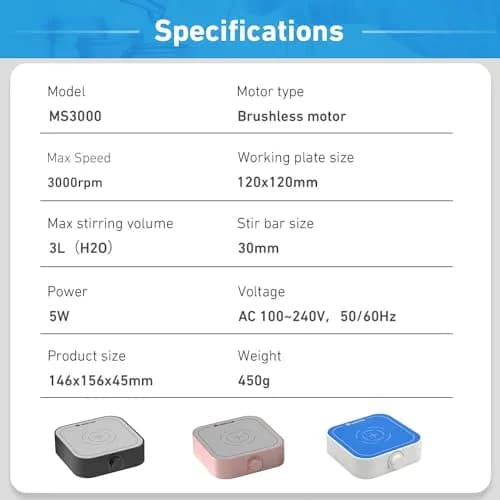 WEST TUNE Magnetic Stirrer Mixer 3000ml Capacity 3000rpm Speed | Brushless DC Motor Lab Stir Plate with Stir Bar thumbnail 5