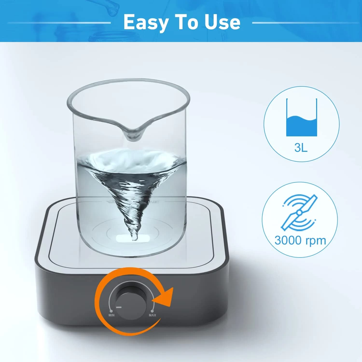 WEST TUNE Magnetic Stirrer Mixer 3000ml Capacity 3000rpm Speed | Brushless DC Motor Lab Stir Plate with Stir Bar - view 3