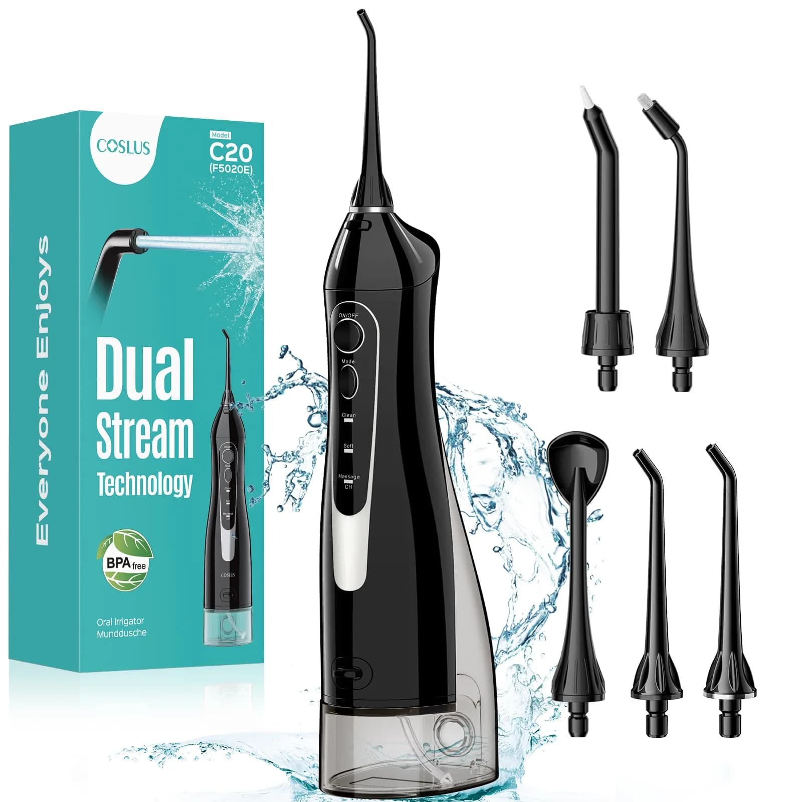 COSLUS ADA Accepted C20 Water Dental Flosser 300ml Tank | Cleans Gums Effectively - main product image