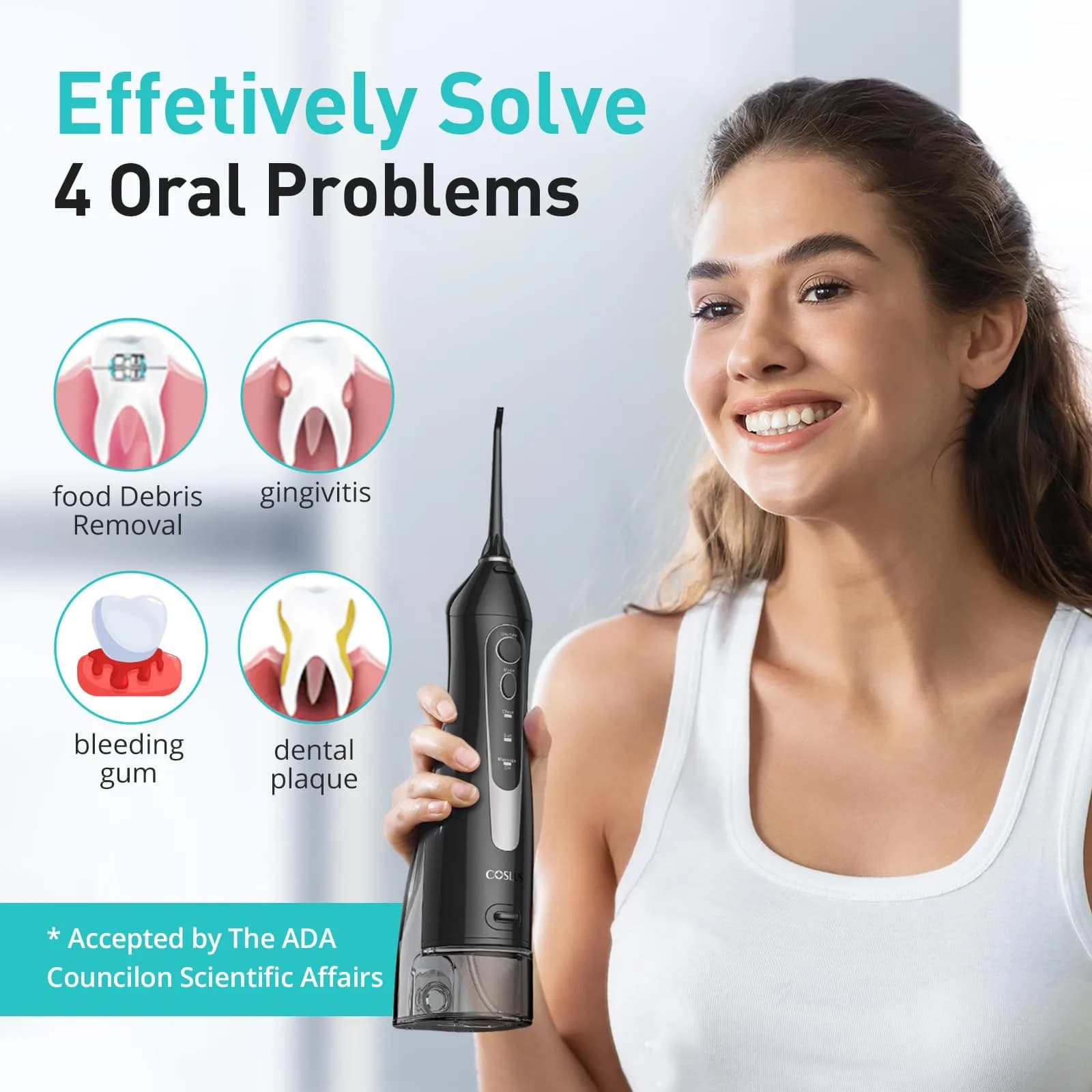 COSLUS ADA Accepted C20 Water Dental Flosser 300ml Tank | Cleans Gums Effectively - view 7