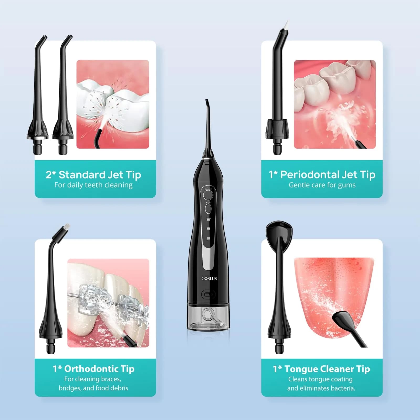 COSLUS ADA Accepted C20 Water Dental Flosser 300ml Tank | Cleans Gums Effectively - view 9