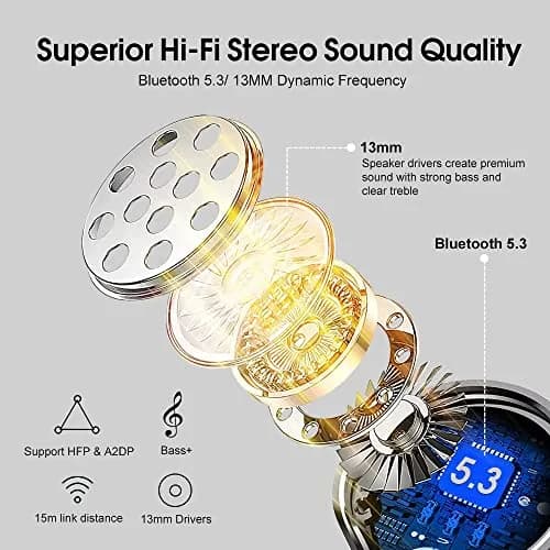 OYIB Wireless Earbuds Bluetooth 5.3, ENC Mic, 25H Playtime, IPX7 Waterproof, White thumbnail 4