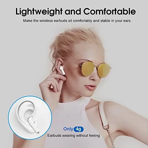 OYIB Wireless Earbuds Bluetooth 5.3, ENC Mic, 25H Playtime, IPX7 Waterproof, White thumbnail 3