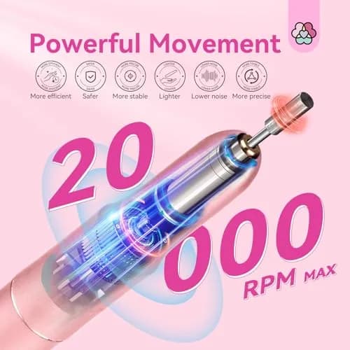 SAVILAND Electric Nail Drill Rose Efile 20,000 RPM | Professional Manicure & Pedicure Tool with 7 Bits & 51 Sanding Bands thumbnail 4