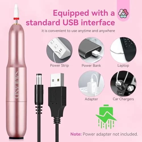 SAVILAND Electric Nail Drill Rose Efile 20,000 RPM | Professional Manicure & Pedicure Tool with 7 Bits & 51 Sanding Bands thumbnail 7