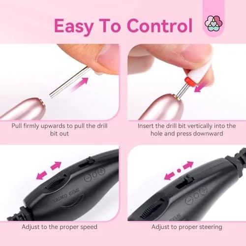 SAVILAND Electric Nail Drill Rose Efile 20,000 RPM | Professional Manicure & Pedicure Tool with 7 Bits & 51 Sanding Bands thumbnail 8