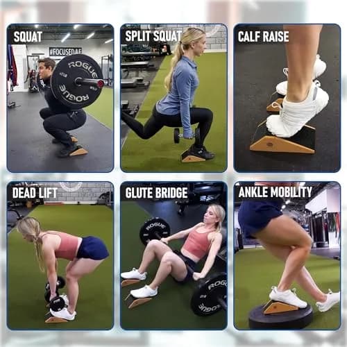 Gymkara Cork Squat Wedge Block 2 Pack - 22.8 cm (9 in) Heel Elevated Slant Board for Squats | Non-Slip Surface thumbnail 5
