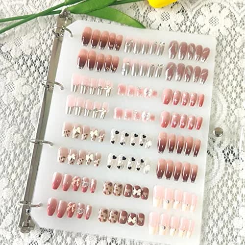 GUXACU Clear Press On Nail Organizer Book with 6 Pages & 60 Adhesive Tabs | Stores 108 Sets thumbnail 1