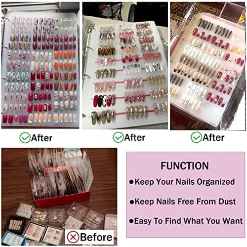 GUXACU Clear Press On Nail Organizer Book with 6 Pages & 60 Adhesive Tabs | Stores 108 Sets thumbnail 6