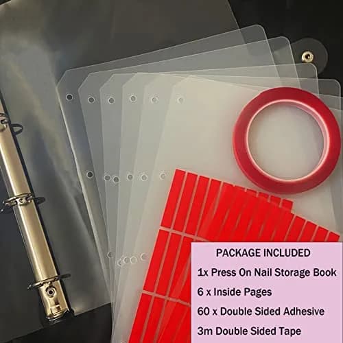 GUXACU Clear Press On Nail Organizer Book with 6 Pages & 60 Adhesive Tabs | Stores 108 Sets thumbnail 2