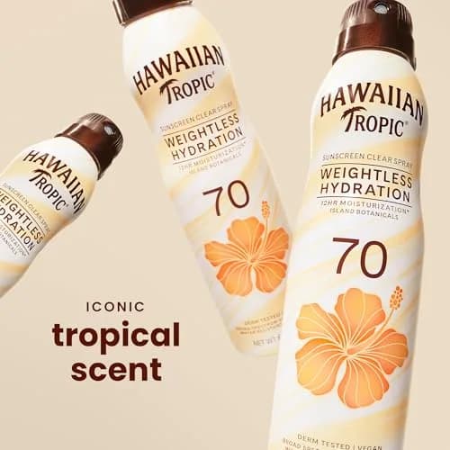 Hawaiian Tropic Weightless Hydration Clear Spray SPF 70 Sunscreen 165ml (6 Oz) | Broad Spectrum UVA/UVB Protection thumbnail 3