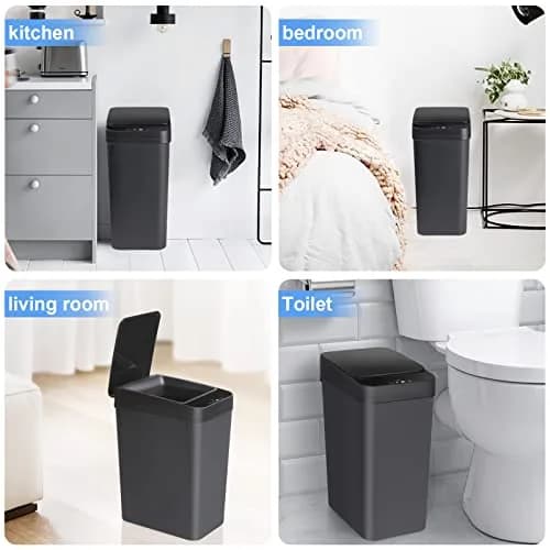 Anborry Touchless Trash Can 2.2 Gallon (8.3L) Smart Motion Sensor Small Garbage Bin with Lid, Black | Waterproof Sensor for Bathroom, Kitchen, Office thumbnail 7