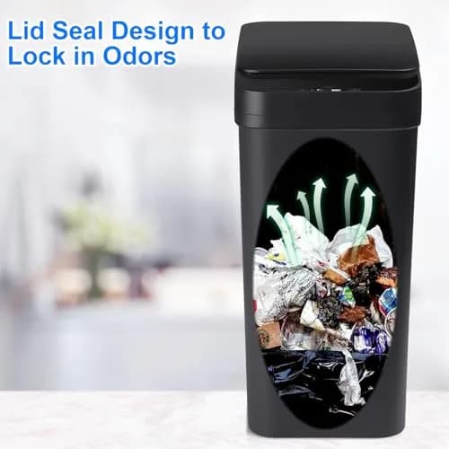 Anborry Touchless Trash Can 2.2 Gallon (8.3L) Smart Motion Sensor Small Garbage Bin with Lid, Black | Waterproof Sensor for Bathroom, Kitchen, Office thumbnail 3