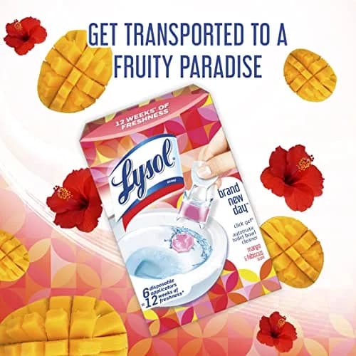 Lysol Click Gel Automatic Toilet Bowl Cleaner Mango & Hibiscus 24 Count Total | Bleach-Free Formula for Continuous Cleaning thumbnail 2