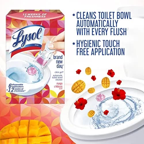 Lysol Click Gel Automatic Toilet Bowl Cleaner Mango & Hibiscus 24 Count Total | Bleach-Free Formula for Continuous Cleaning thumbnail 3