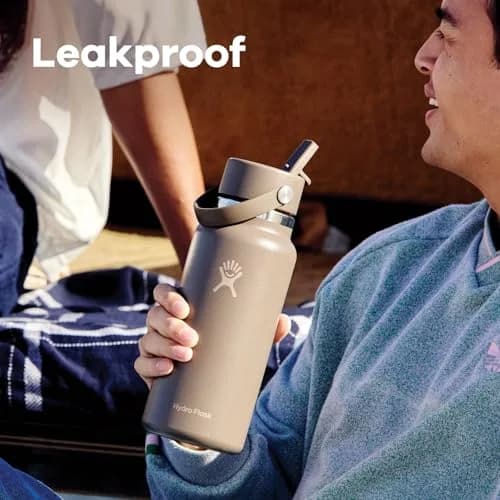 Hydro Flask Wide Mouth Water Bottle 32 Oz (946ml) with Flex Straw Lid | Keeps Drinks Cold 24 Hours thumbnail 4