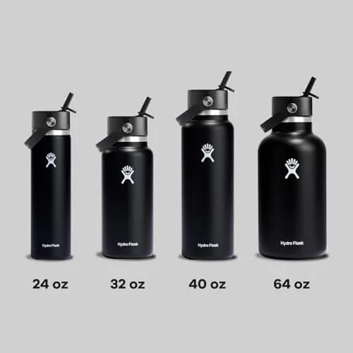 Hydro Flask Water Bottle - Insulated Stainless Steel - Wide Straw Lid, Non Spill, Leakproof in 32 Oz Black thumbnail 8