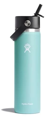 Hydro Flask Wide Mouth Water Bottle 24 Oz (710ml) with Flex Straw Lid | Keeps Drinks Cold for 24 Hours thumbnail 1
