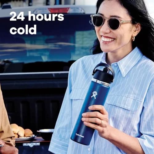 Hydro Flask Wide Mouth Water Bottle 24 Oz (710ml) with Flex Straw Lid | Keeps Drinks Cold for 24 Hours thumbnail 3