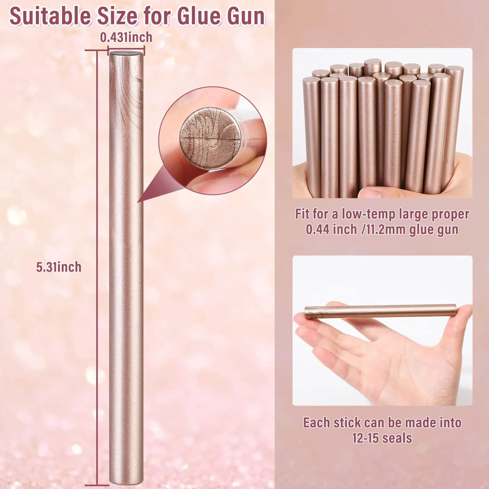 PAXCOO Sealing Wax Sticks 20pcs Champagne Color | Easy Glue Gun Application for Wedding & Crafts thumbnail 2