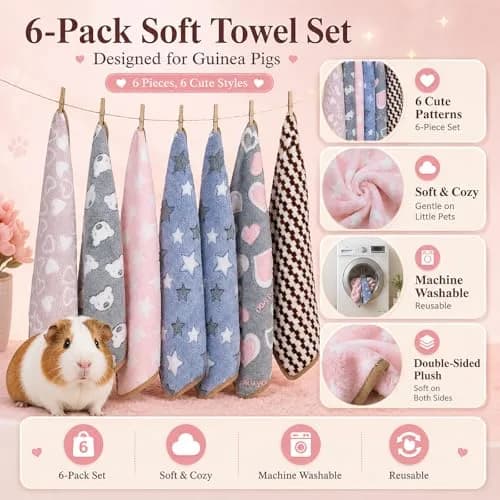 Grddaef Fleece Guinea Pig Blankets 6 Pieces Waterproof Washable Small Animal Cage Liners 60 x 40 cm (23.6 x 15.7 Inch) thumbnail 3