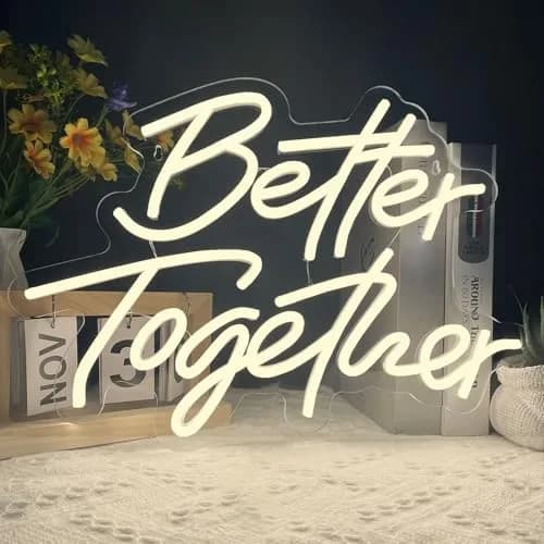 BerniceKelly Better Together Neon Sign Warm White | Wedding & Party Wall Decor 42x30cm thumbnail 1