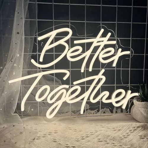 BerniceKelly Better Together Neon Sign Warm White | Wedding & Party Wall Decor 42x30cm thumbnail 6