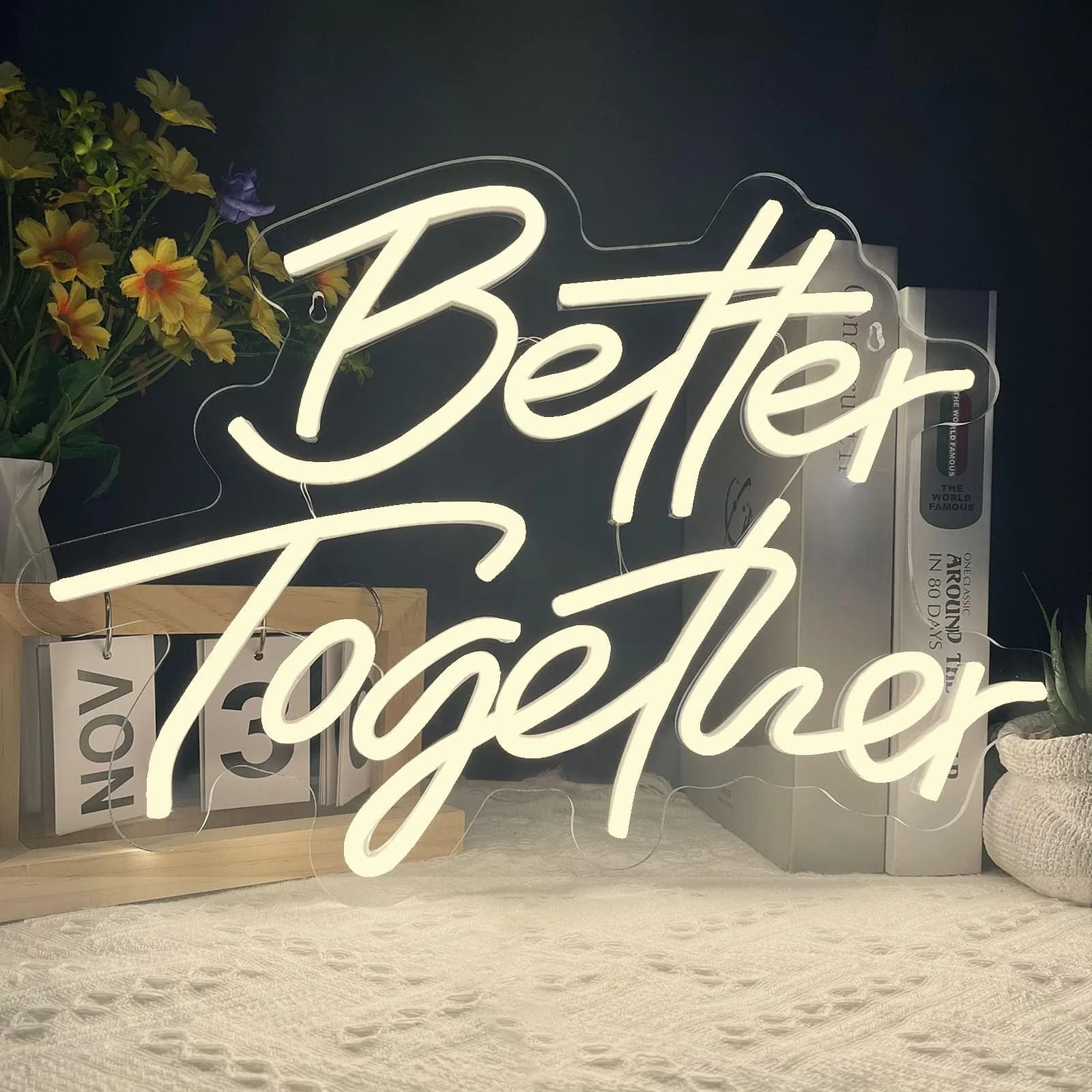 BerniceKelly Better Together Neon Sign Warm White | Wedding & Party Wall Decor 42x30cm