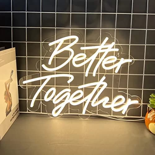 BerniceKelly Better Together Neon Sign Warm White | Wedding & Party Wall Decor 42x30cm thumbnail 2