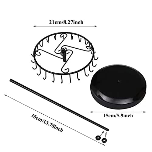 Qaeoity Jewelry Organizer Stand 14-Inch Silver | Rotating Necklace Holder with 23 Hooks thumbnail 3
