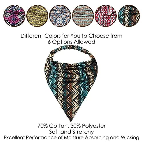 Vercret Boho Hair Scarf Headbands for Women, Pretied Floral Bandana Headbands with Clips (6-Pack, Multi-colored) thumbnail 4